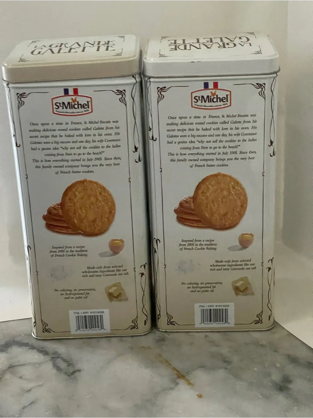 2 LA Grande Galette French Butter Cookie Tin Cans Collectible, Storage, Display
